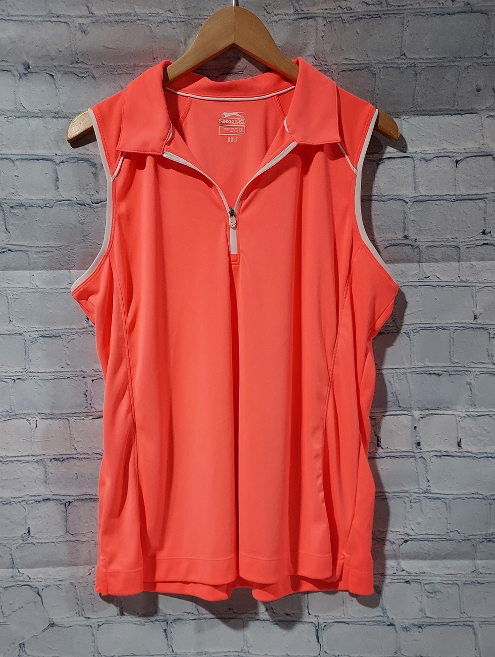Slazenger Golf XL Coral Tank Half Zip Stretch Logo Polo Athletic Pickleball